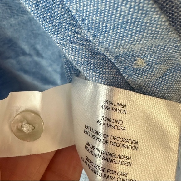Orvis Womens Linen Blend Long Sleeve Button Down Collared Shirt Blue Sz Small - Picture 4 of 7